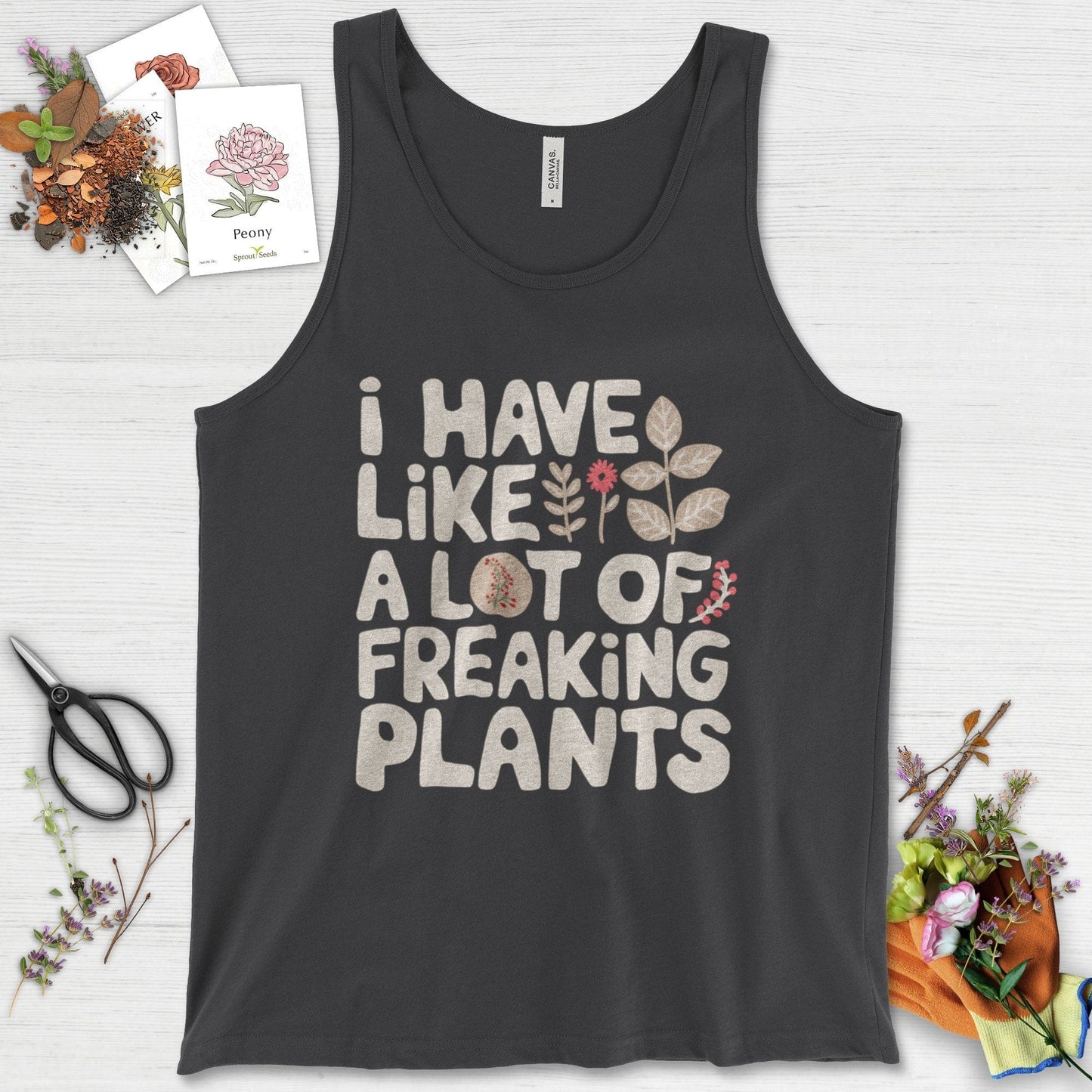 A Lot of Freaking Plants Tank Top Dark Grey / XS Physical Item
