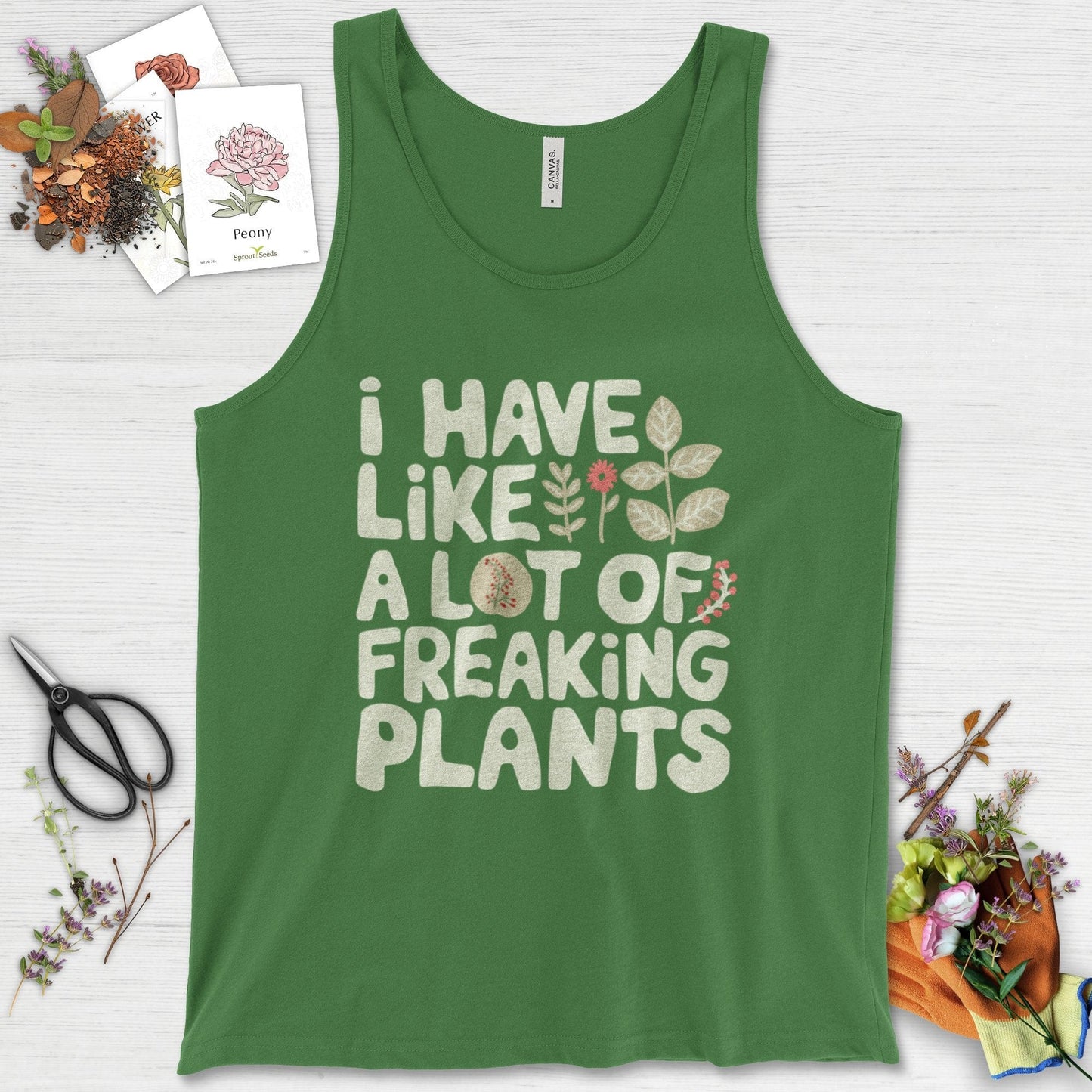 A Lot of Freaking Plants Tank Top Leaf / XS Physical Item