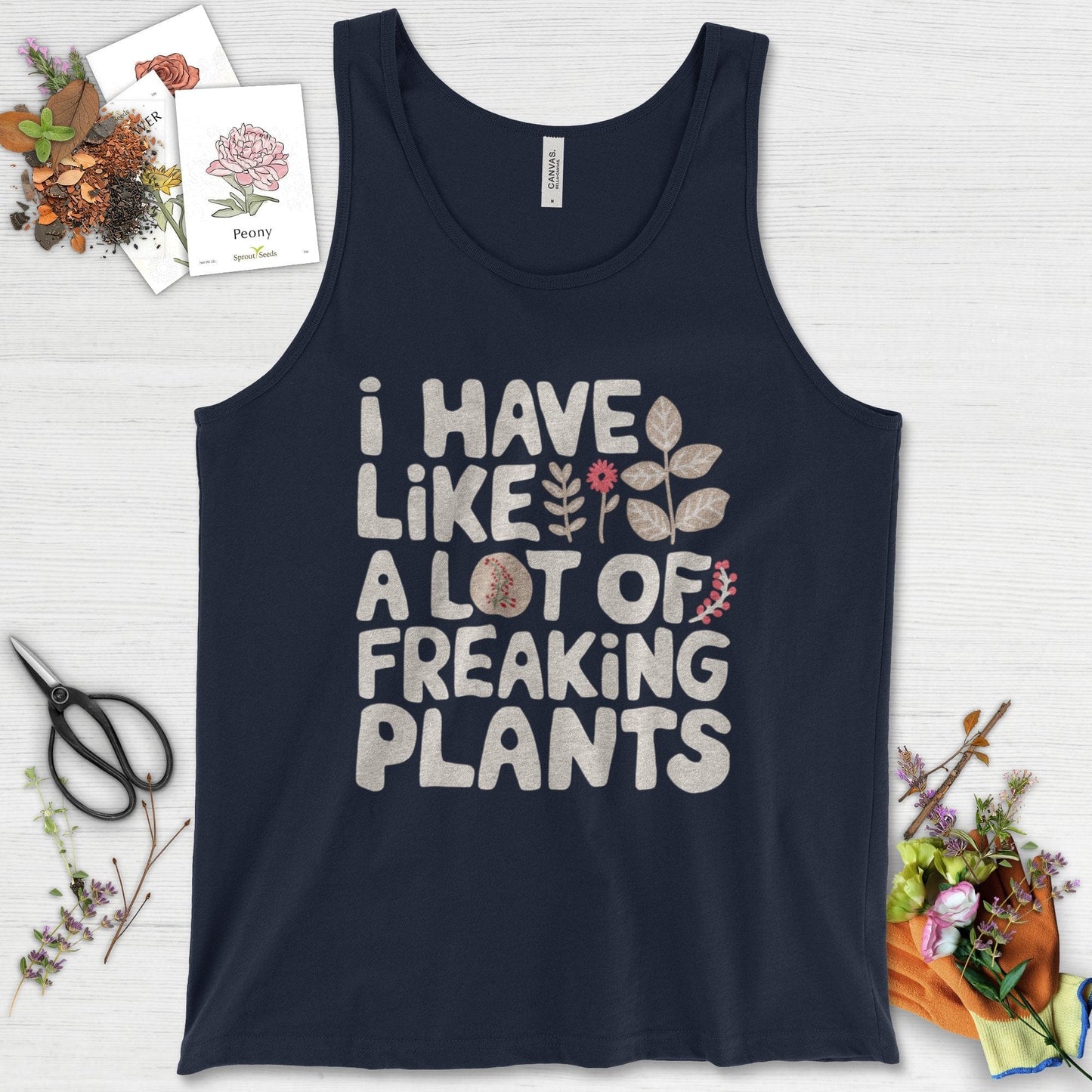 A Lot of Freaking Plants Tank Top Navy / XS Physical Item