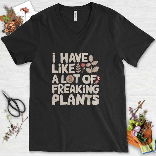 A Lot of Freaking Plants V-Neck Black / S Physical Item