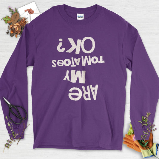 Are My Tomatoes OK Long Sleeve Purple / S Physical Item