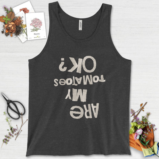 Are My Tomatoes OK Tank Top Dark Gray Heather / XS Physical Item