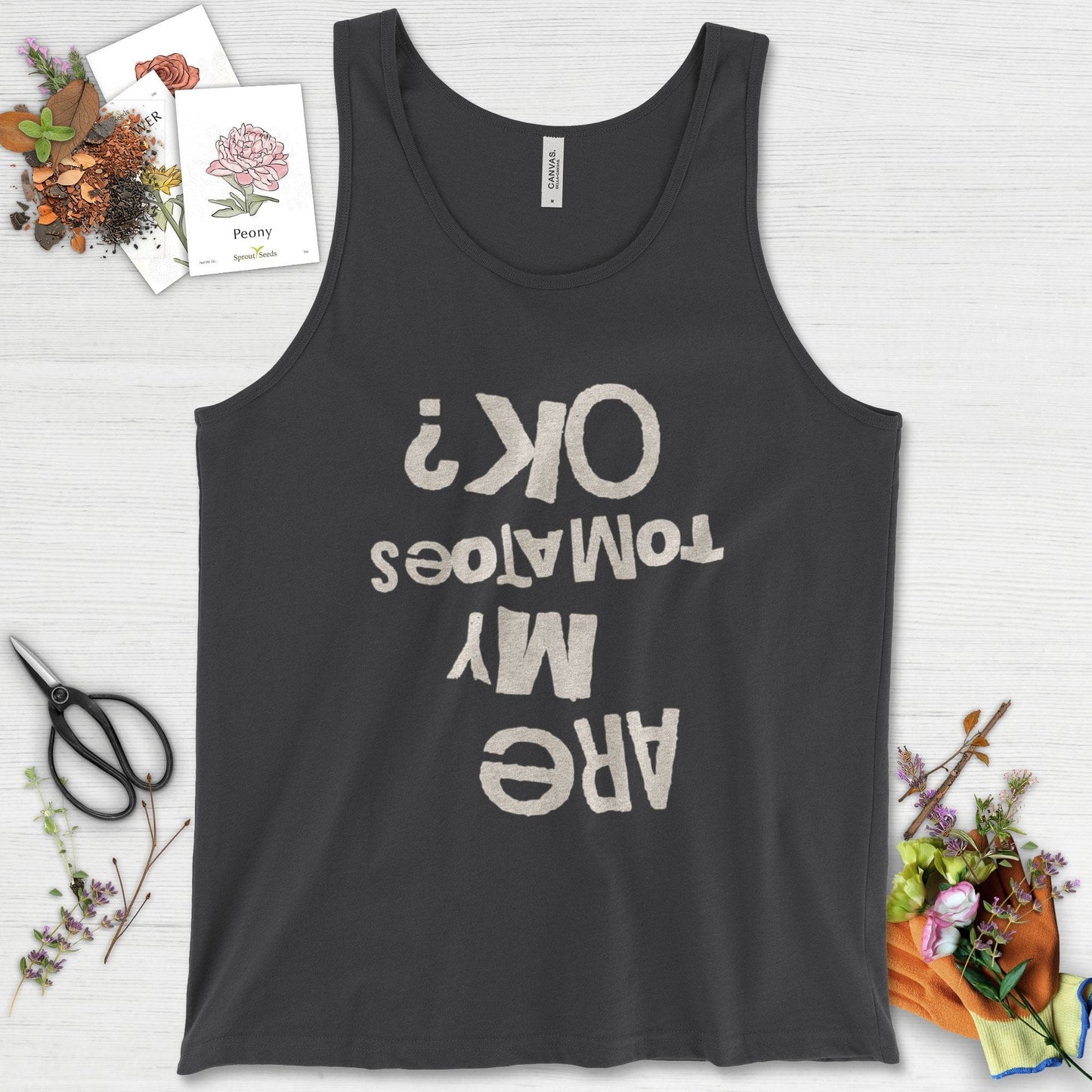 Are My Tomatoes OK Tank Top Dark Grey / XS Physical Item