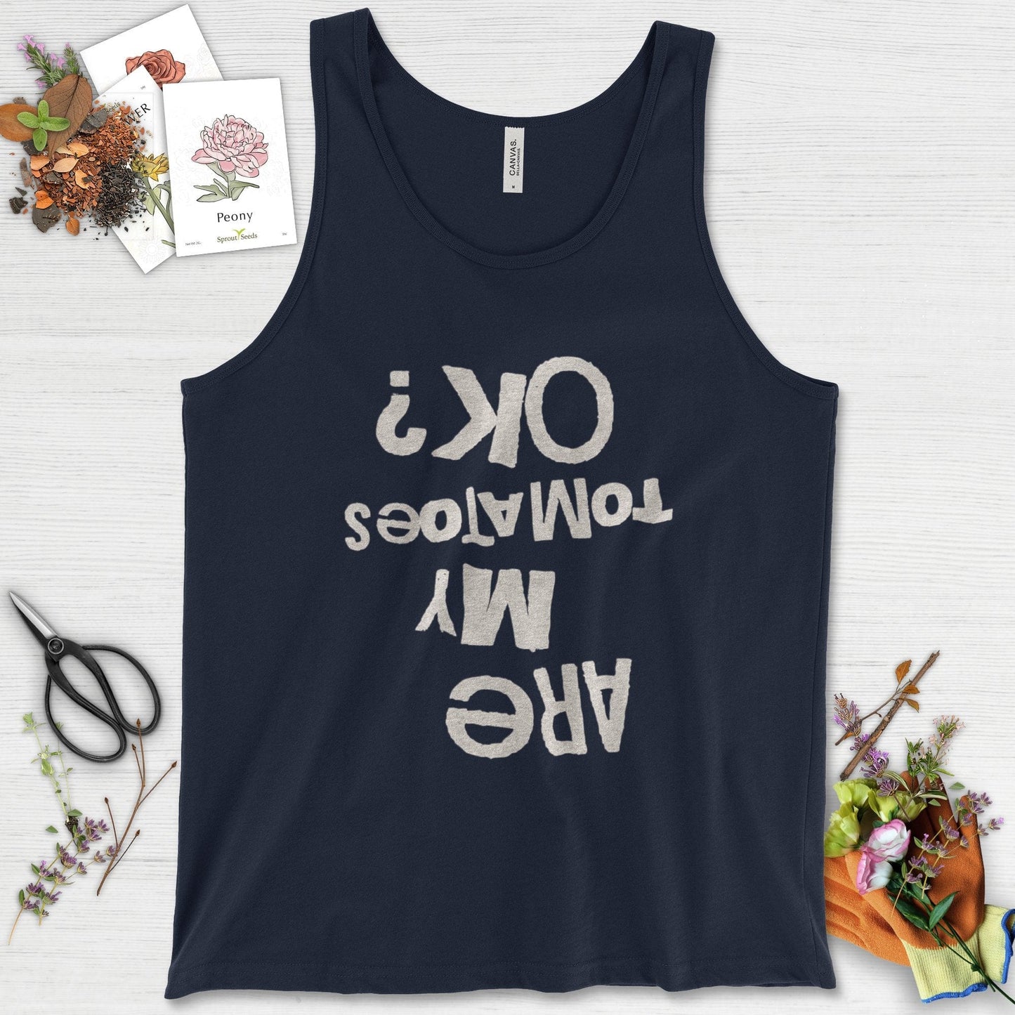 Are My Tomatoes OK Tank Top Navy / XS Physical Item