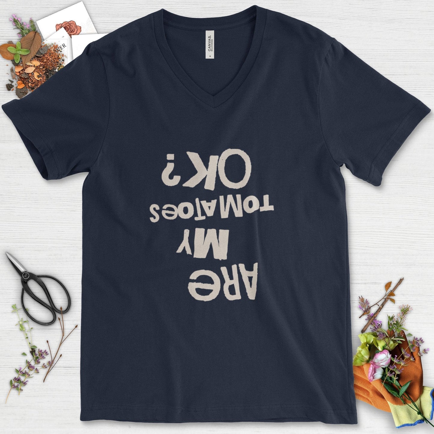 Are My Tomatoes OK V-Neck Navy / S T-Shirt