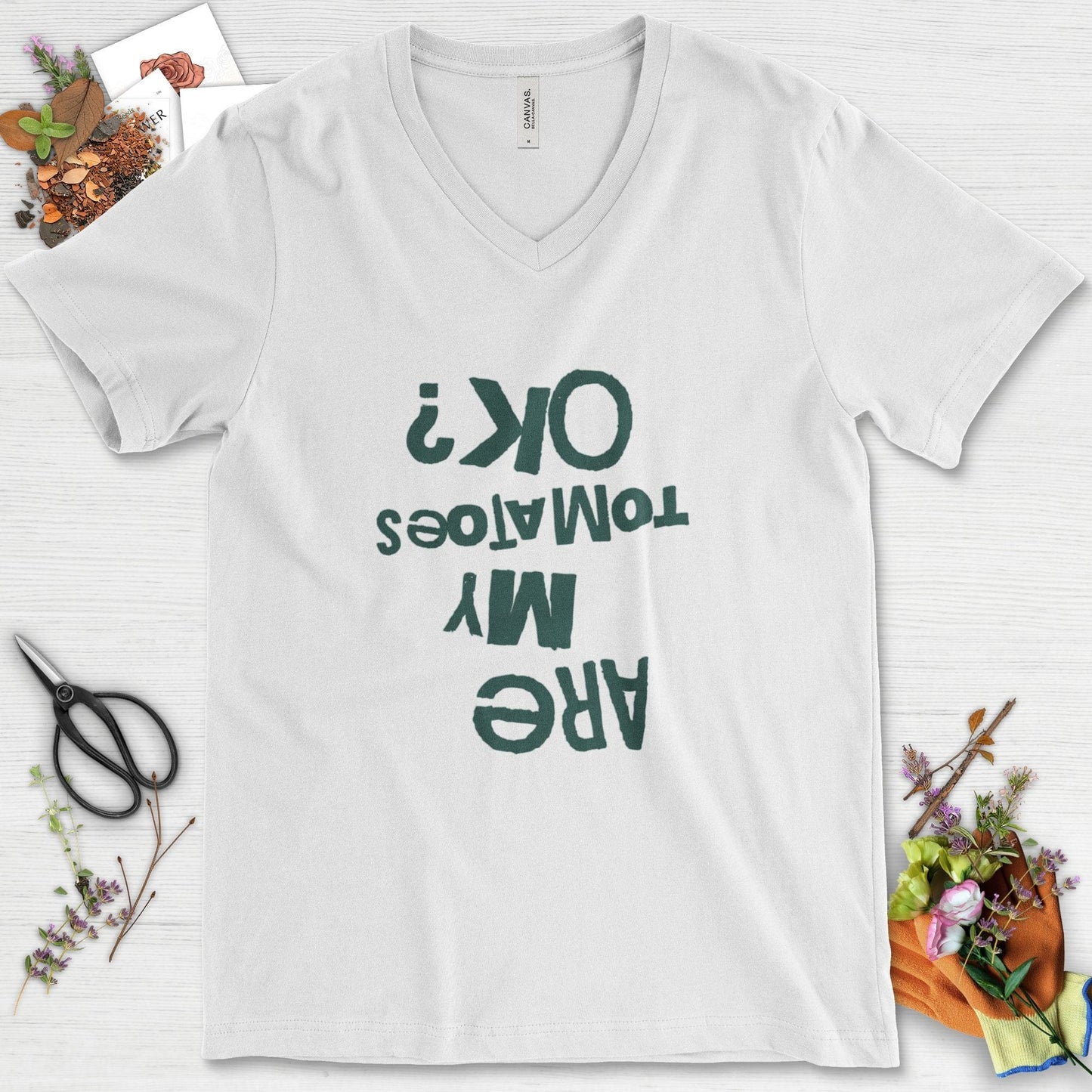 Are My Tomatoes OK V-Neck White / S T-Shirt