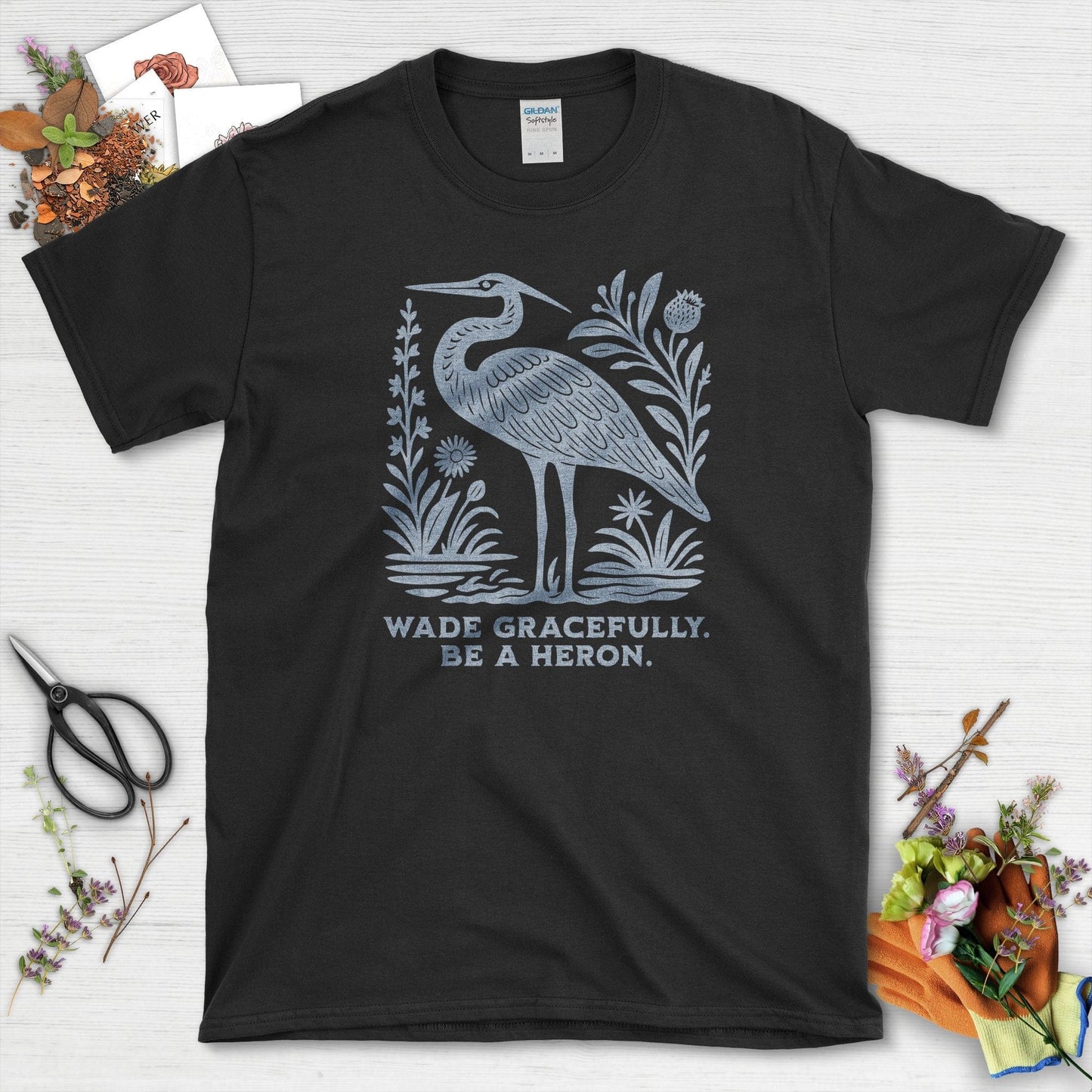 Be a Heron T-Shirt Black / S Physical Item