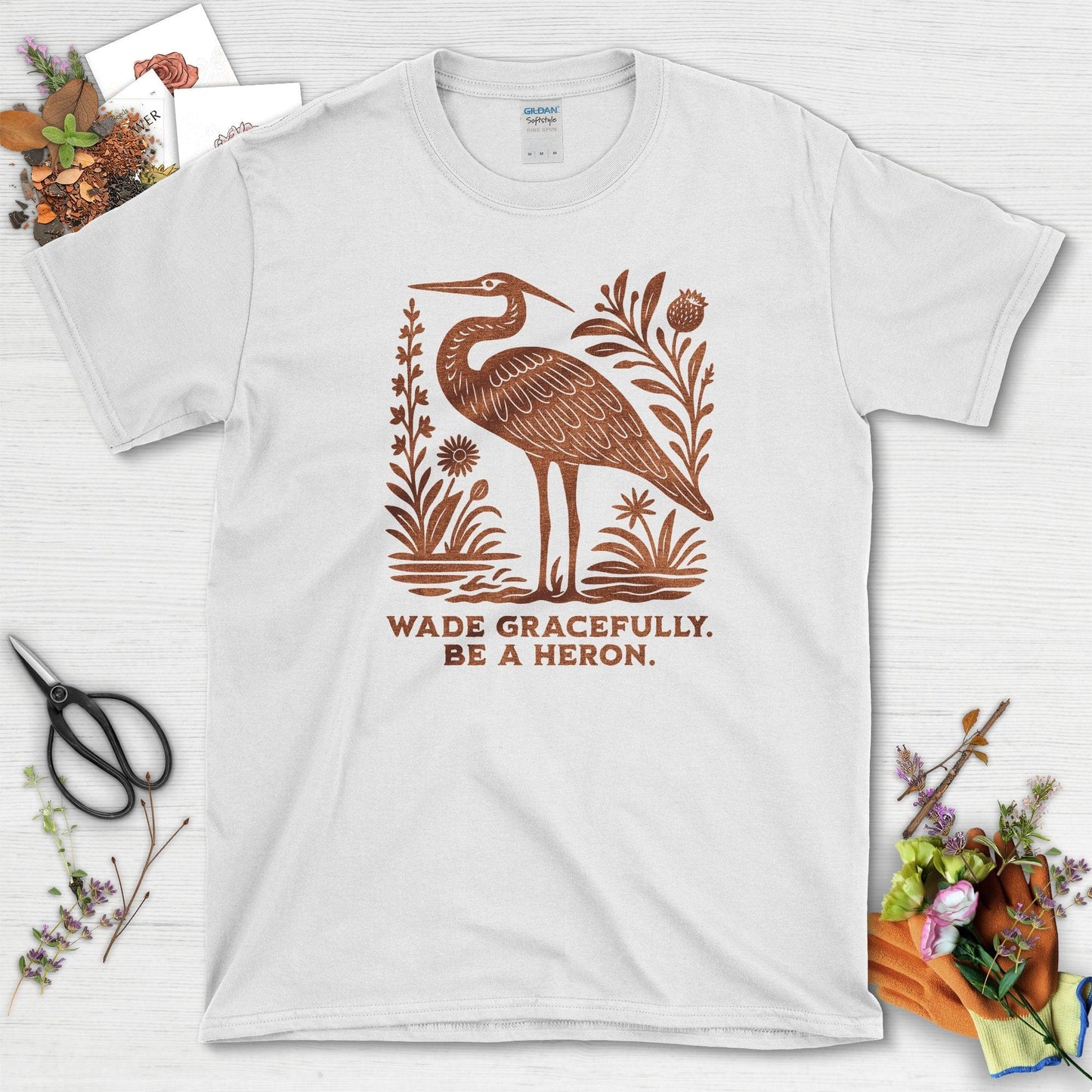 Be a Heron T-Shirt White / S Physical Item