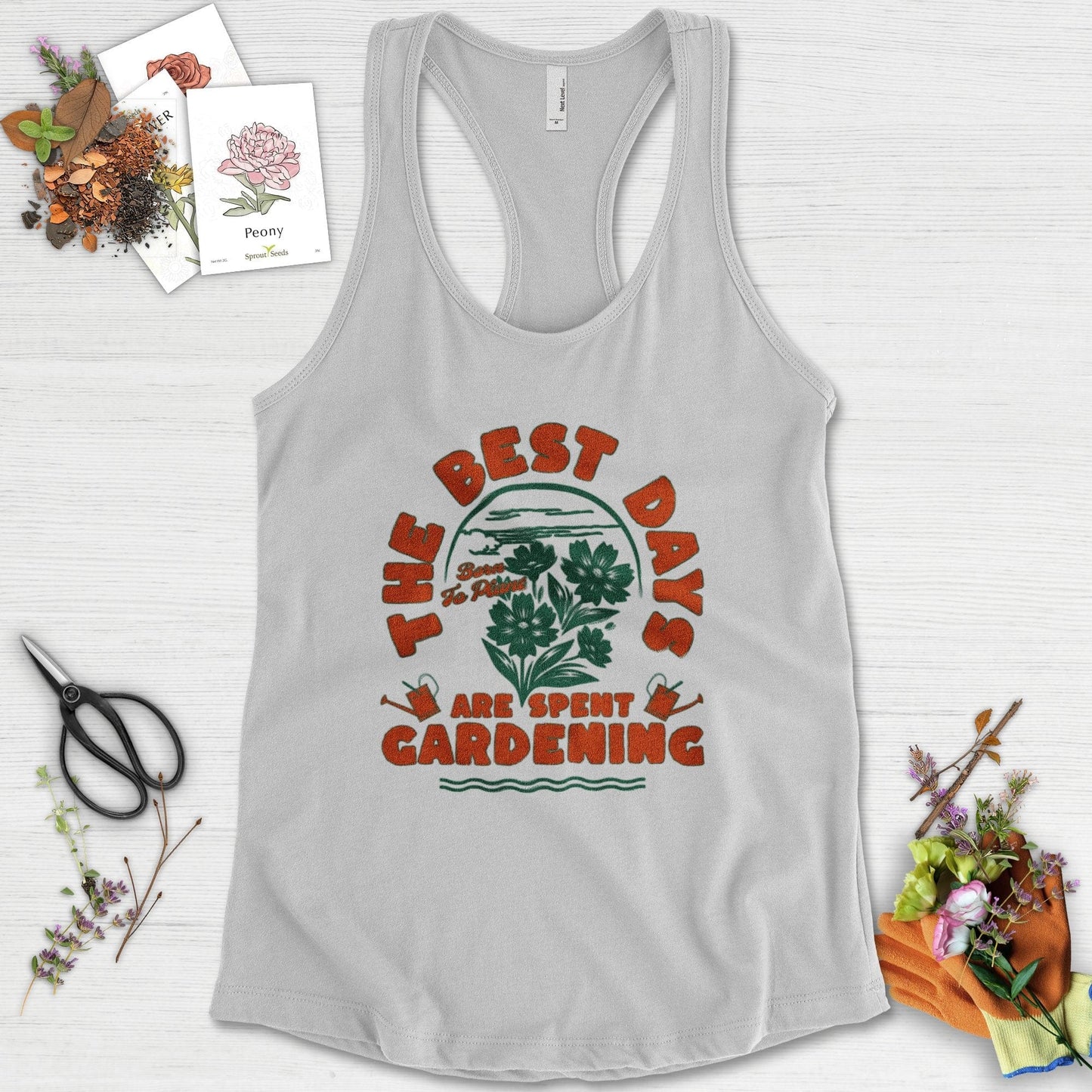 Best Days Gardening Racerback Racerback / XS / Heather Grey Physical Item