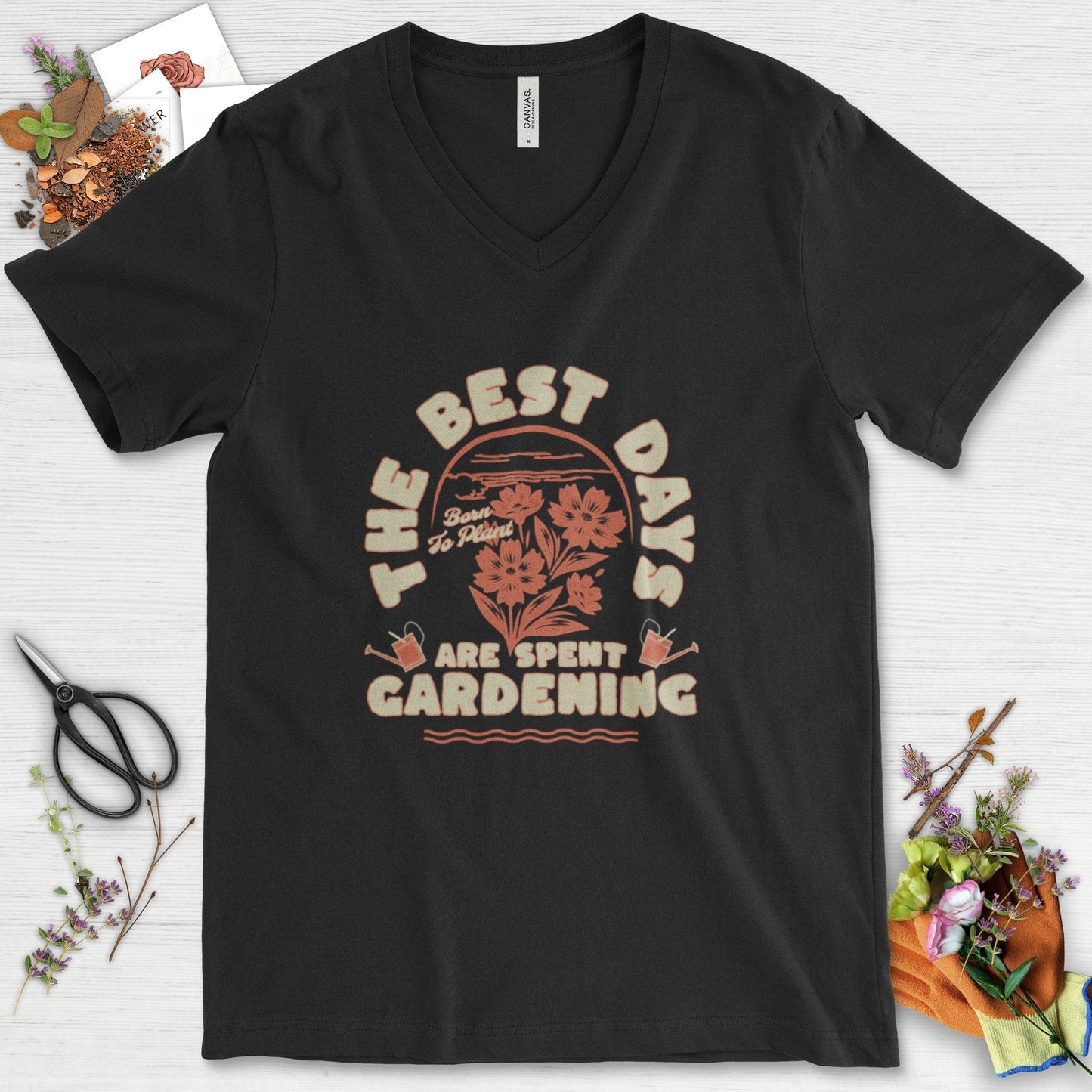 Best Days Gardening V-Neck Black / S T-Shirt