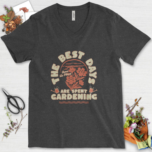 Best Days Gardening V-Neck Dark Grey Heather / S T-Shirt