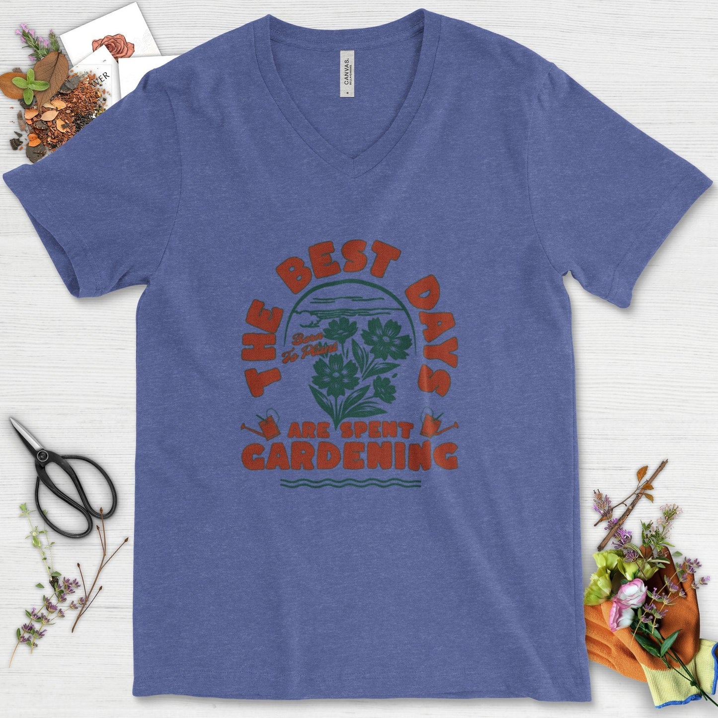 Best Days Gardening V-Neck Heather True Royal / S T-Shirt