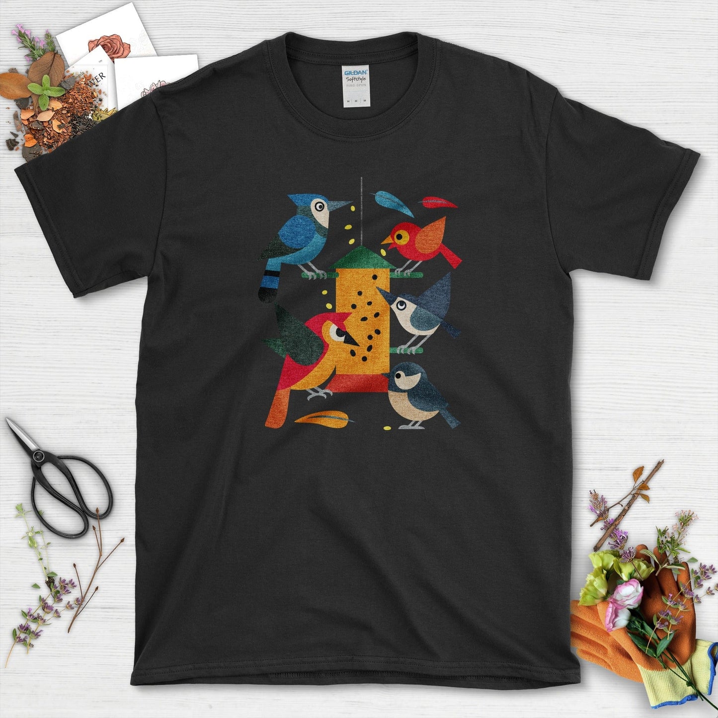 Bird Feeder Frenzy T-Shirt T-Shirts / S / Black Physical Item
