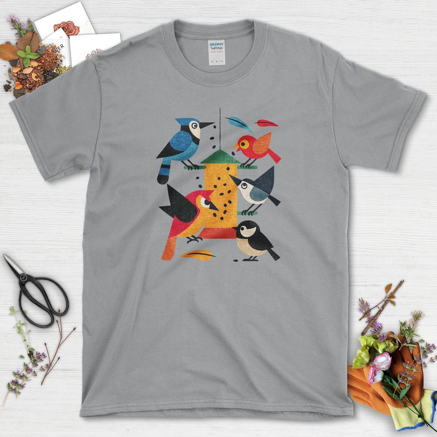 Bird Feeder Frenzy T-Shirt T-Shirts / S / Sport Grey Physical Item