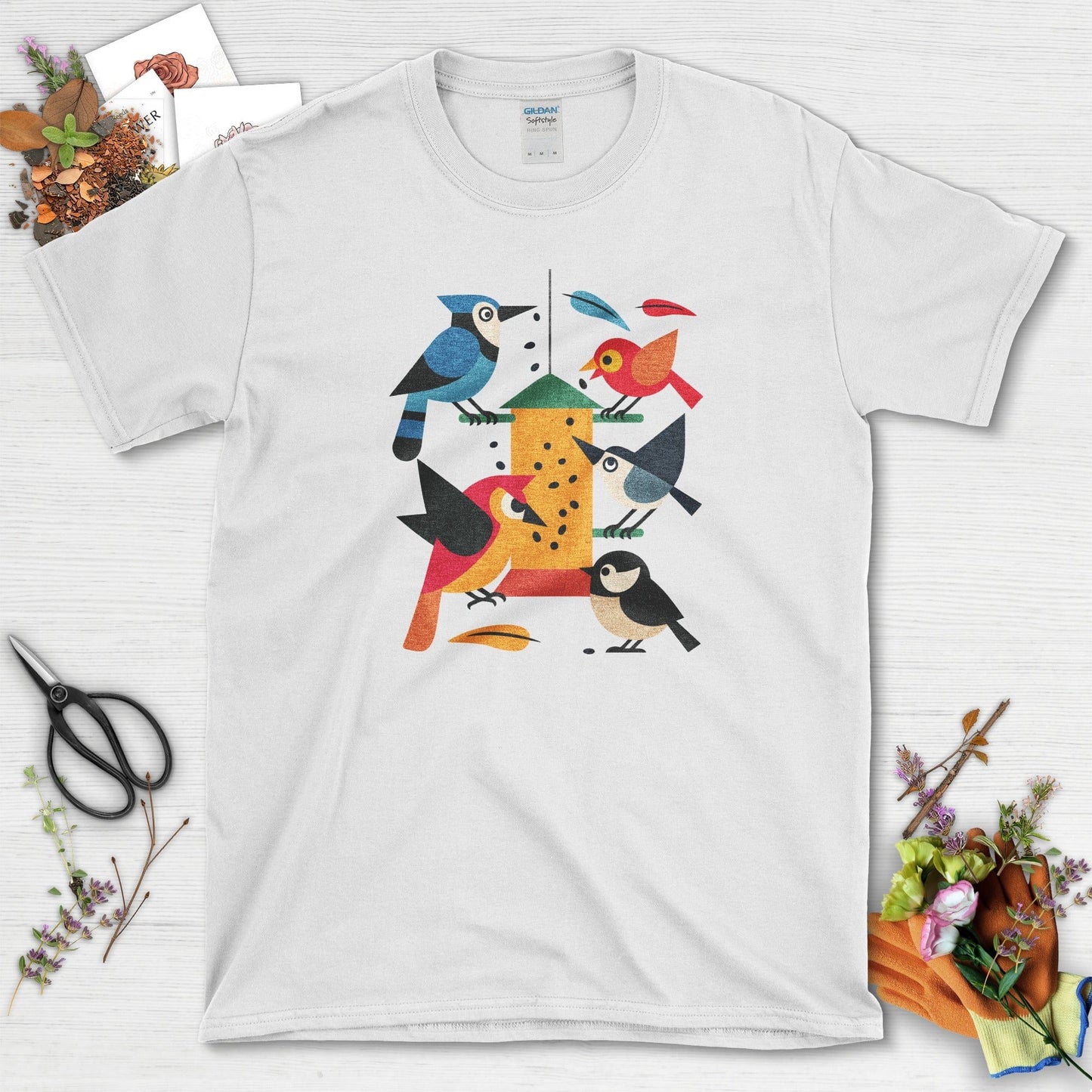 Bird Feeder Frenzy T-Shirt T-Shirts / S / White Physical Item