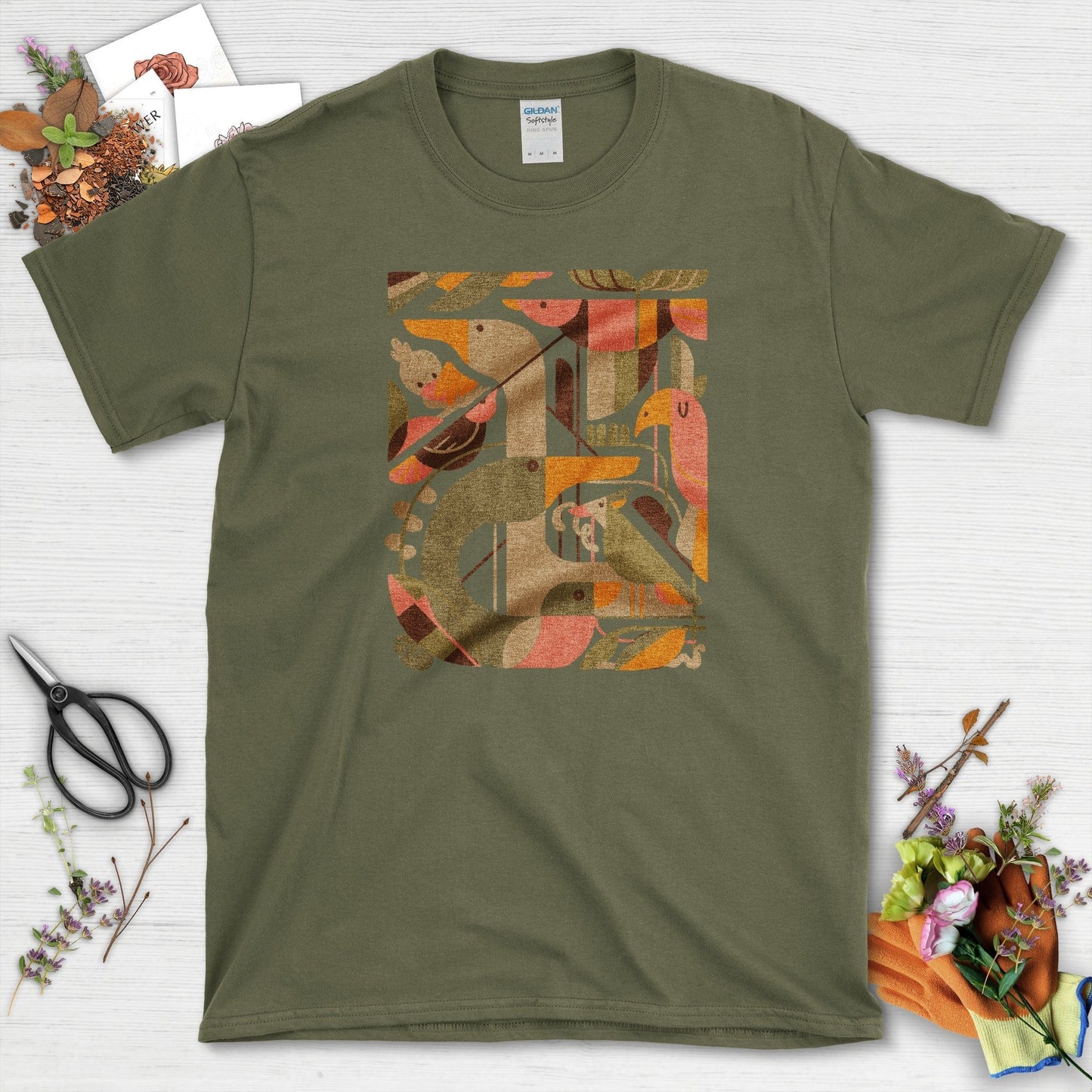Bird Harmony T-Shirt Military Green / S T-Shirt