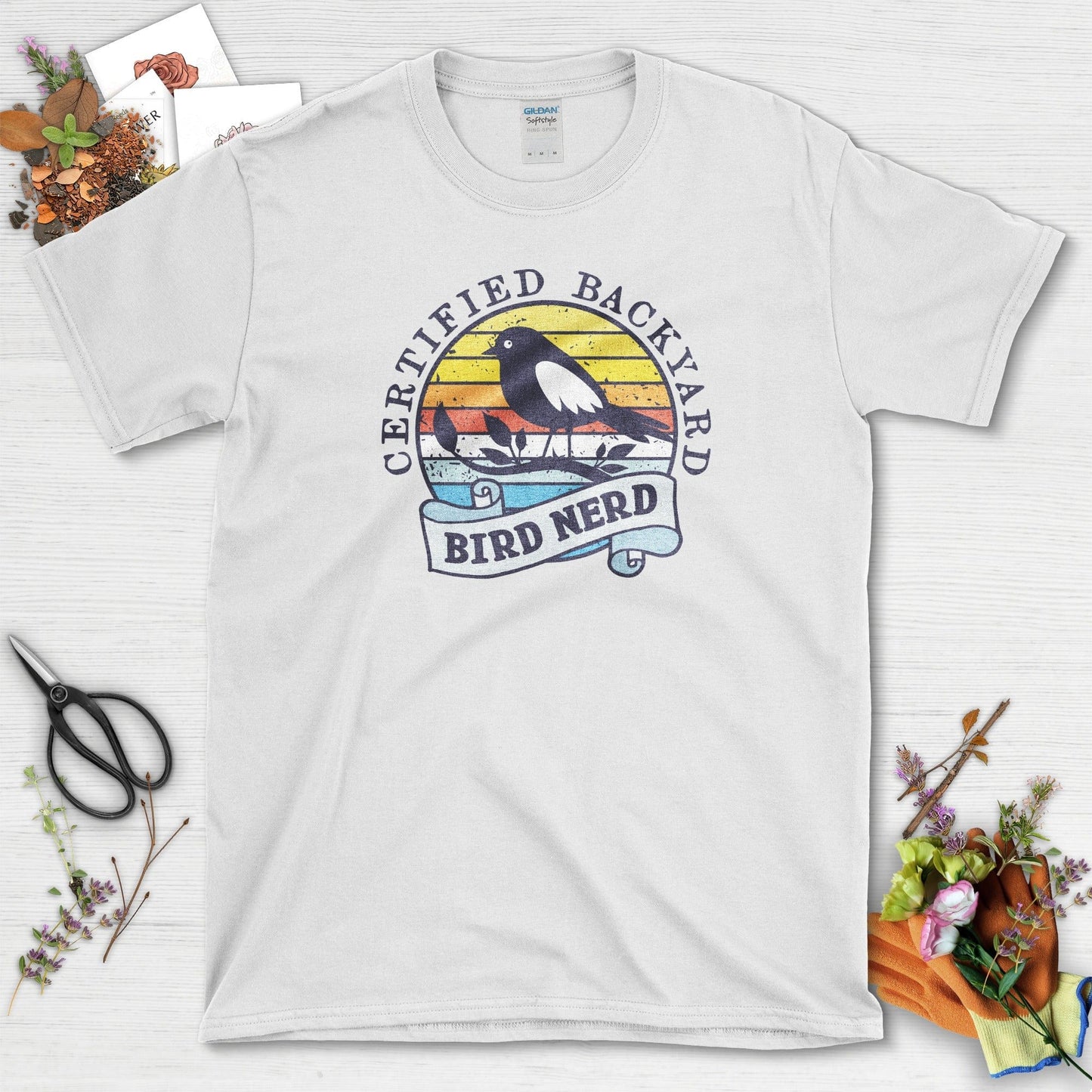 Bird Nerd Retro T-Shirt White / S Physical Item