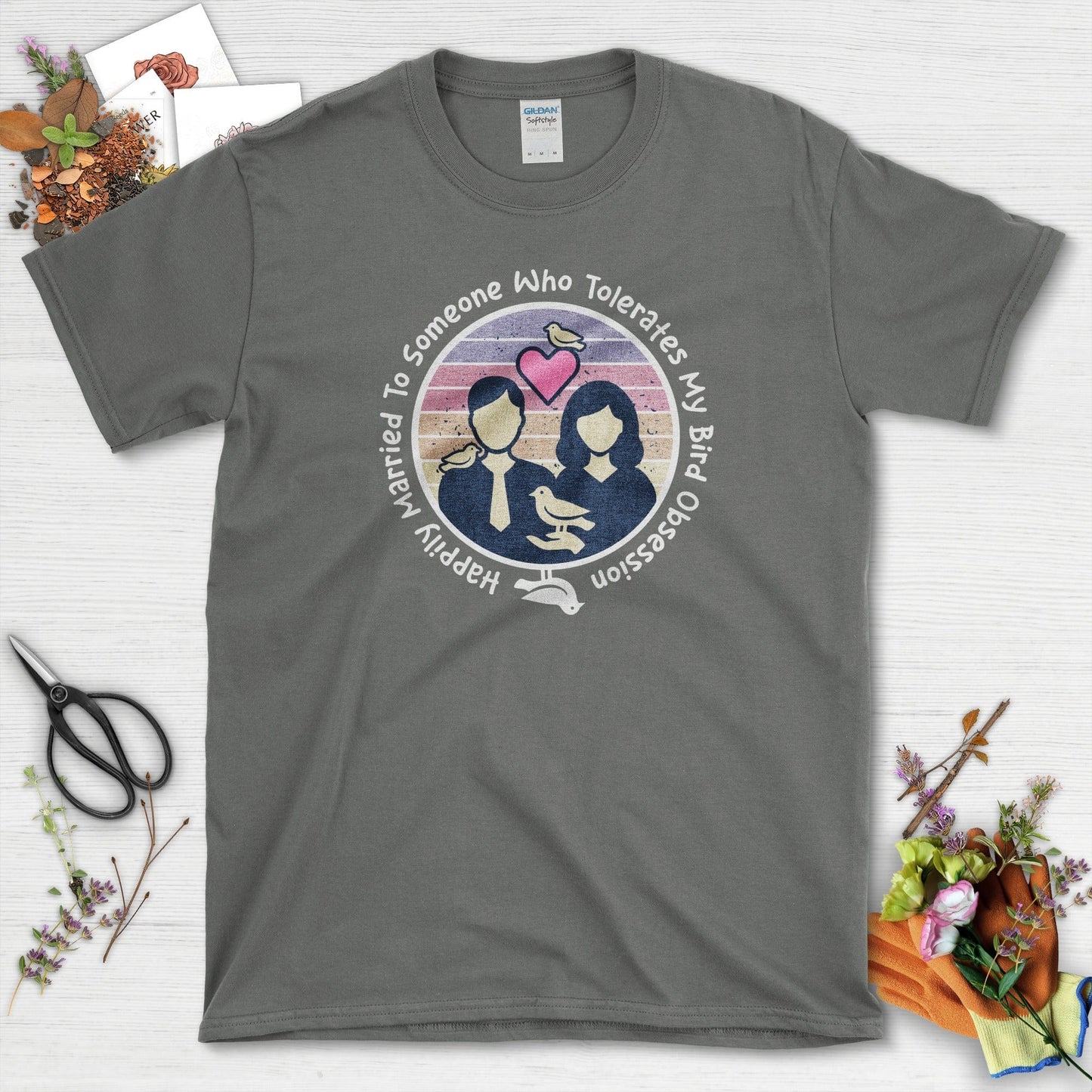 Bird Obsession Marriage T-Shirt Charcoal / S Physical Item