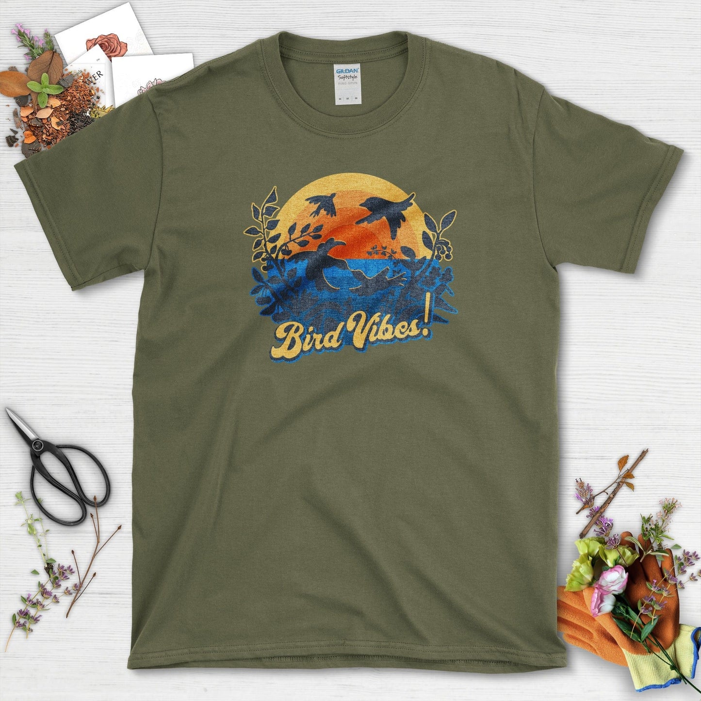 Bird Vibes T-Shirt Military Green / S Physical Item