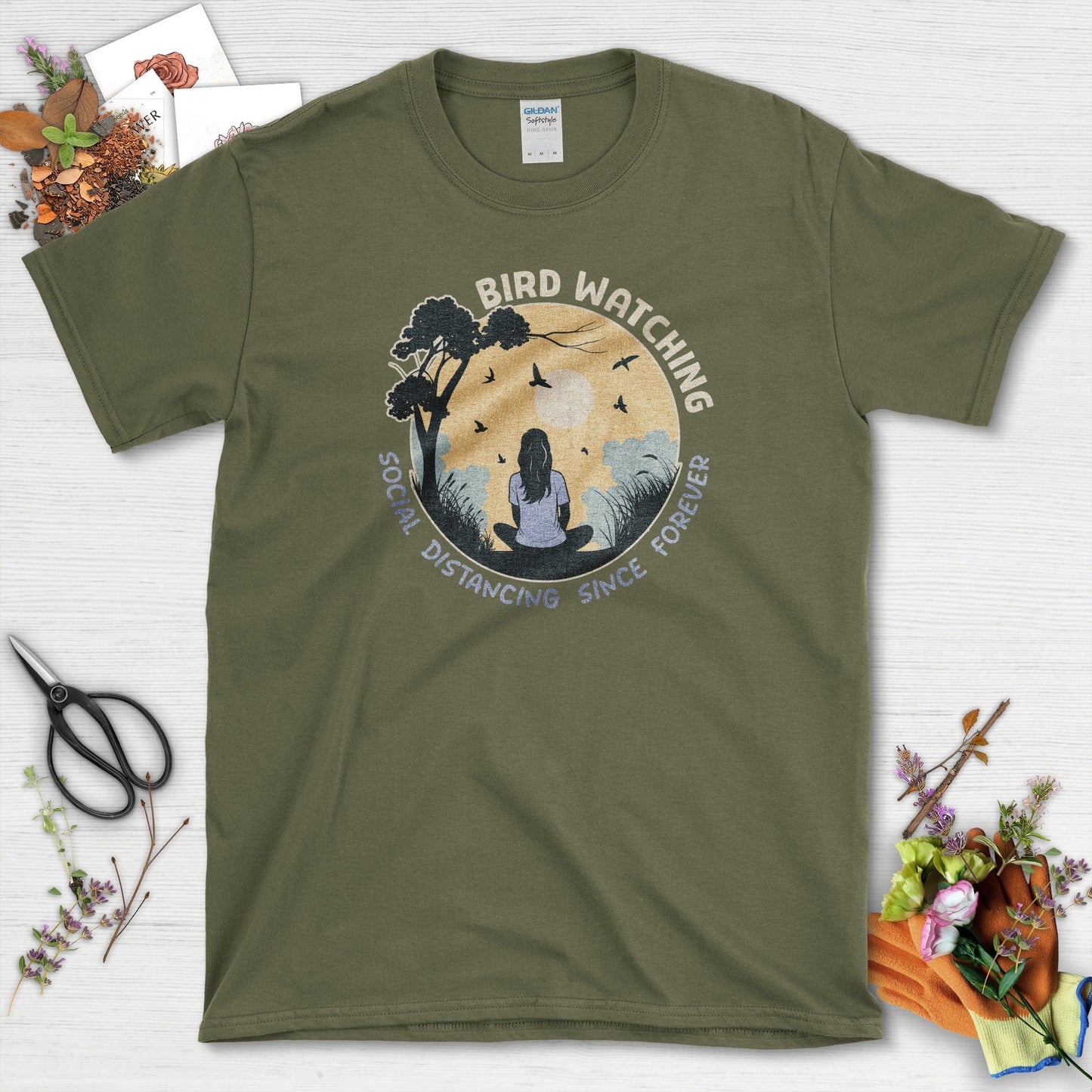 Bird Watching Forever T-Shirt Military Green / S Physical Item