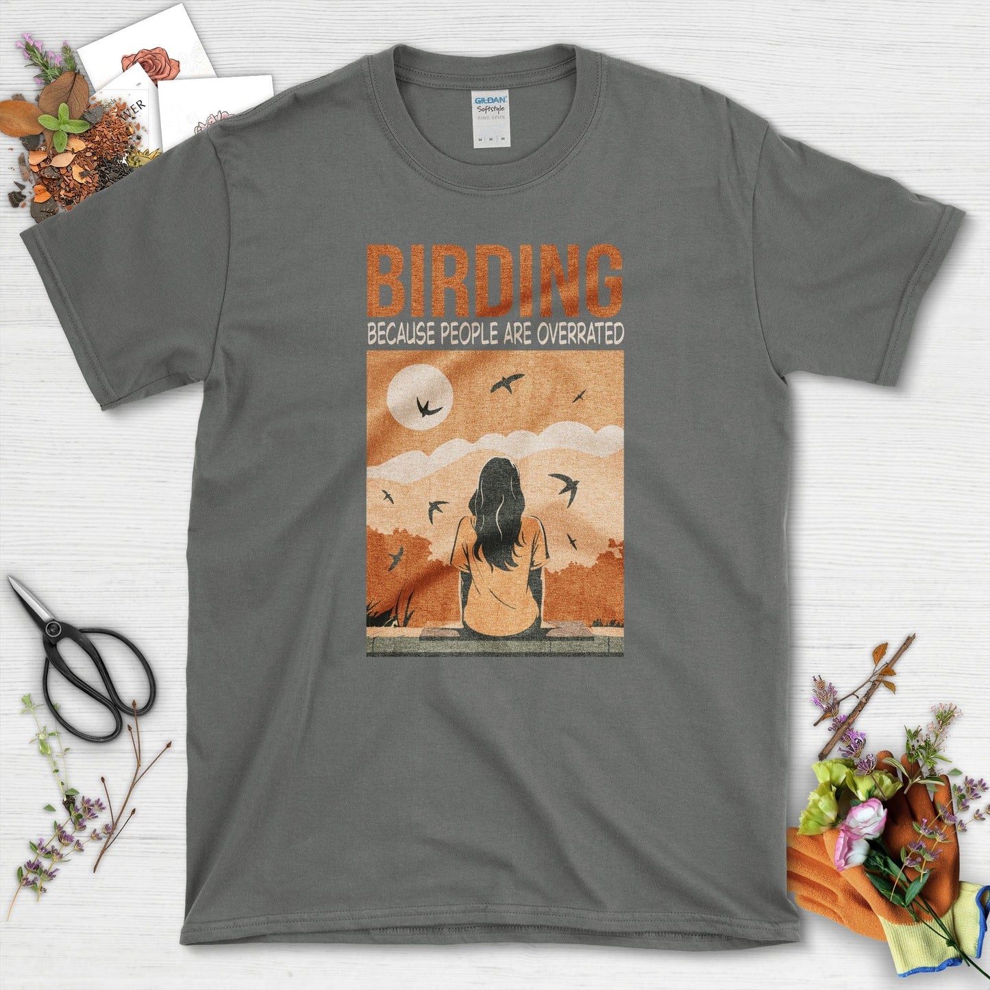 Birding Overrated People T-Shirt Charcoal / S Physical Item