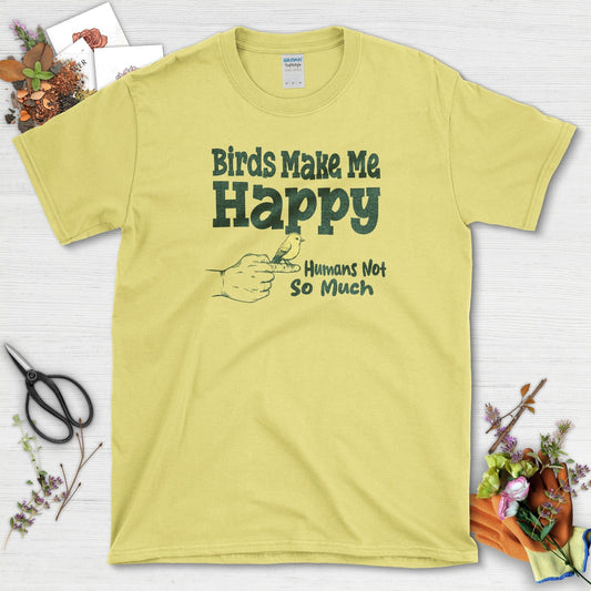 Birds Make Me Happy T-Shirt Cornsilk / S Physical Item