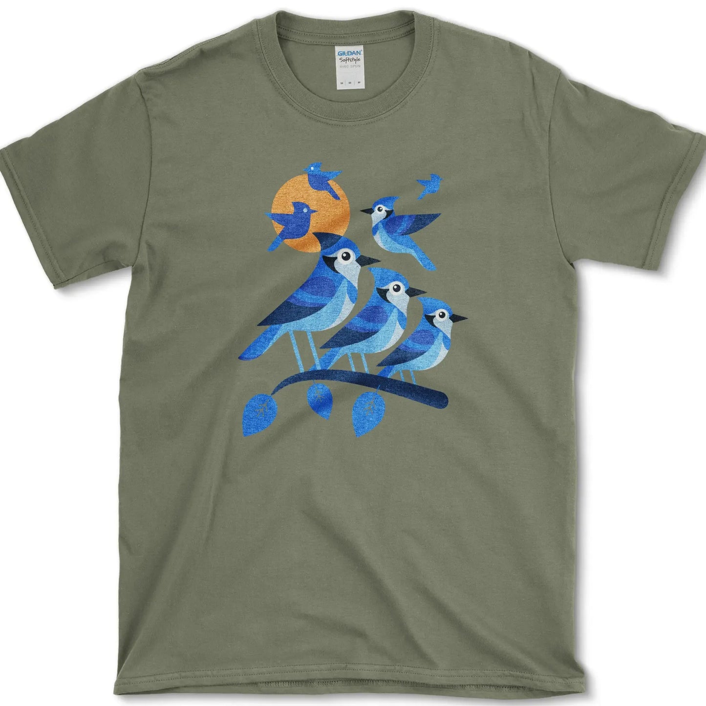 Blue Jay Silhouette Bird T-Shirt Military Green / S Essential Tees