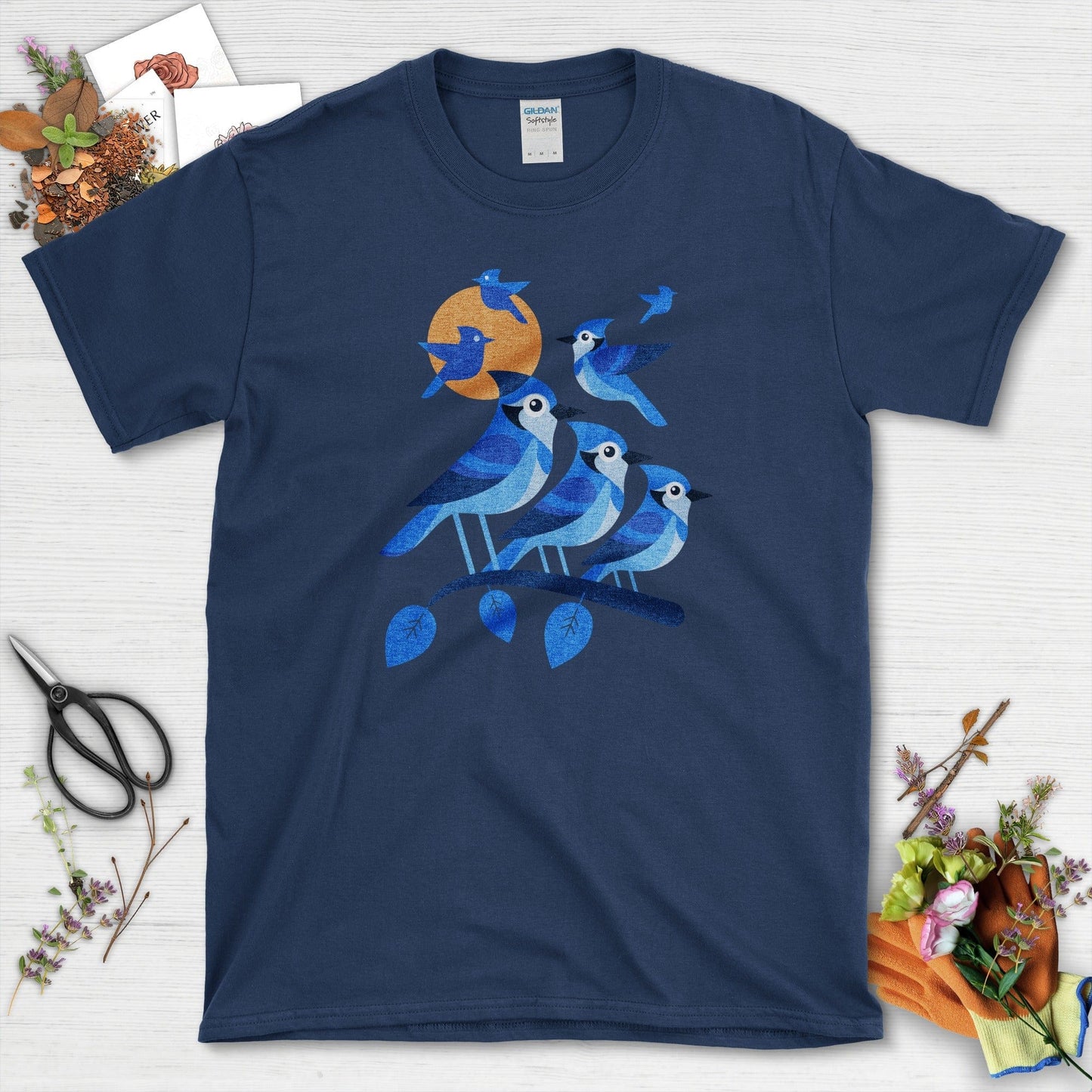 Blue Jay Silhouette Bird T-Shirt Navy / S T-Shirt