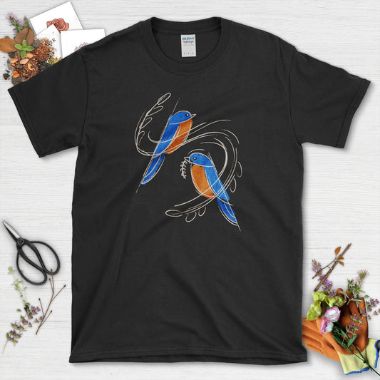 Bluebirds Nature Inspired T-Shirt Black / S T-Shirt