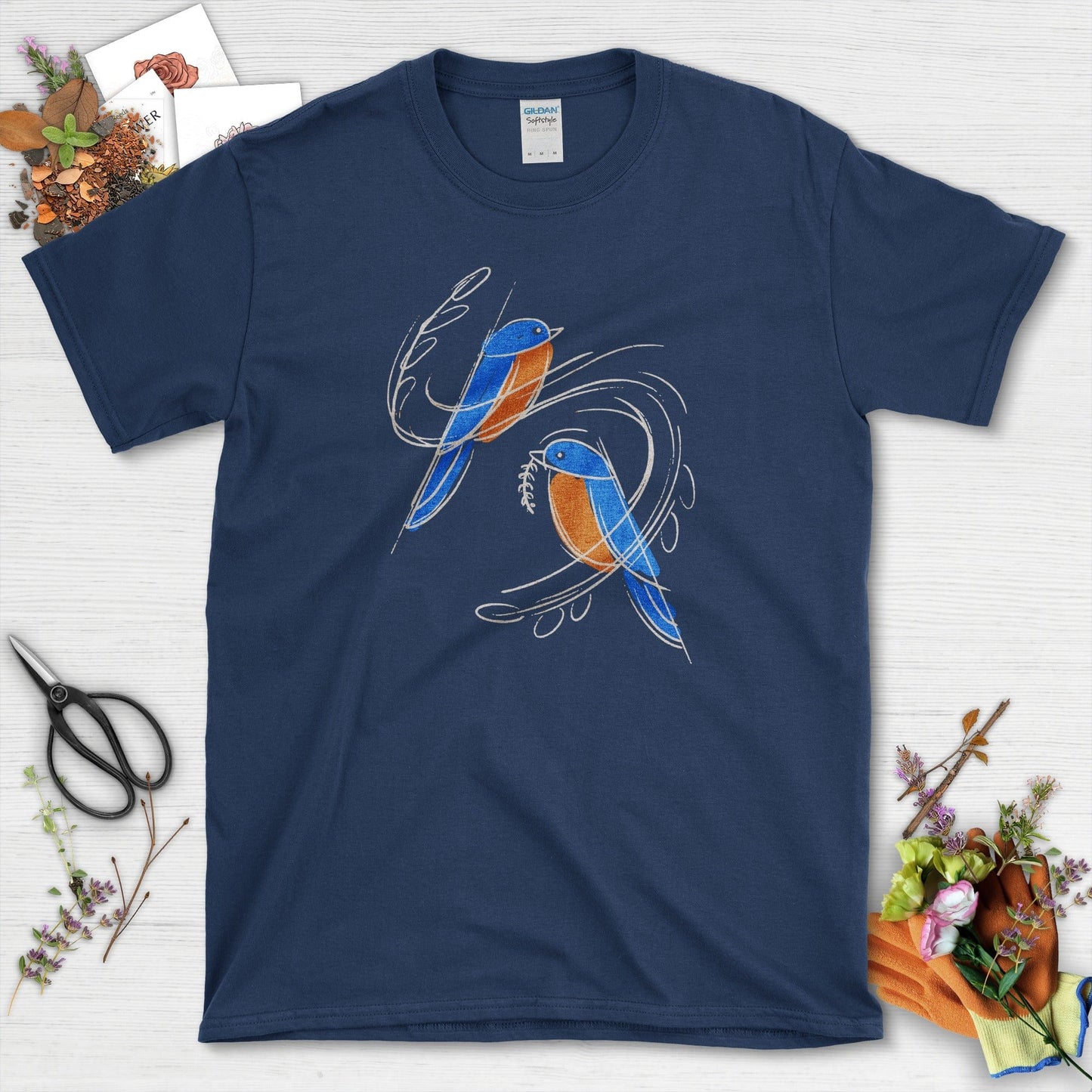 Bluebirds Nature Inspired T-Shirt Navy / S T-Shirt