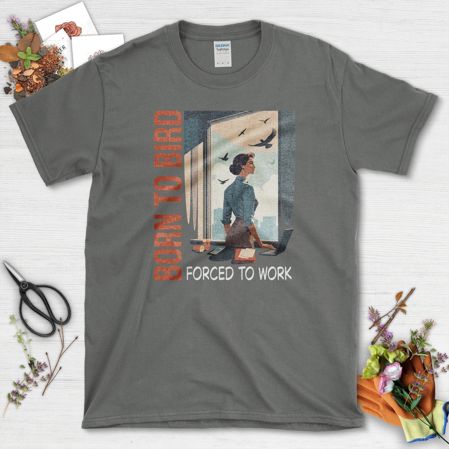 Born To Bird T-Shirt Charcoal / S Physical Item