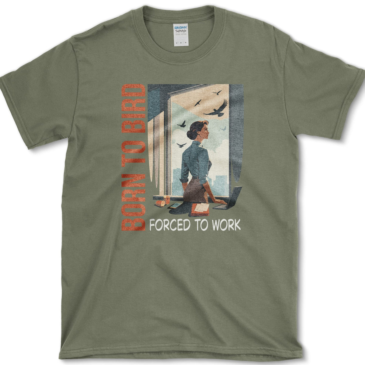 Born To Bird T-Shirt Military Green / S Essential Tees