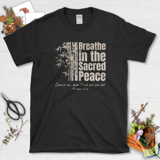 Breathe in the Sacred Peace T-Shirt Black / S Essential Tees