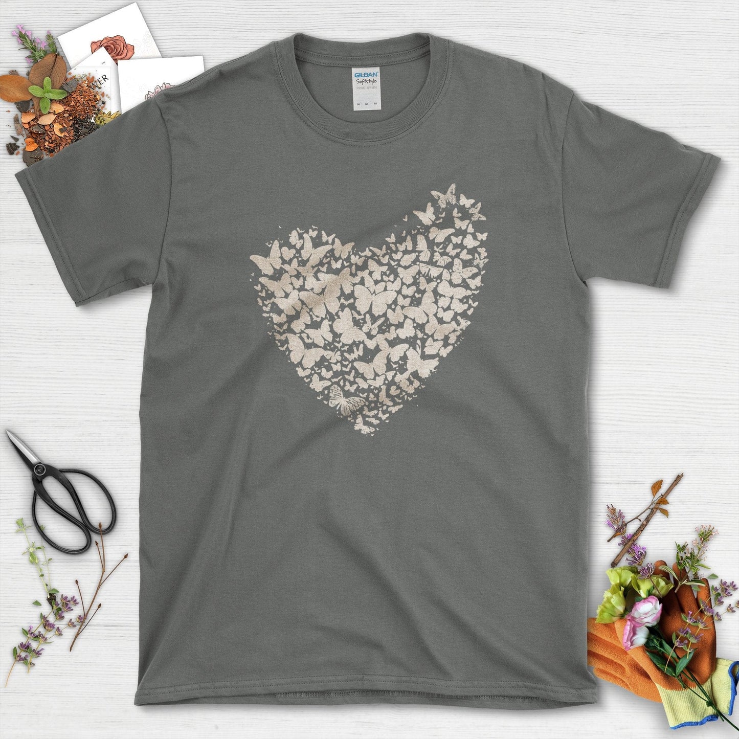 Butterflies as Heart T-Shirt Charcoal / S T-Shirt