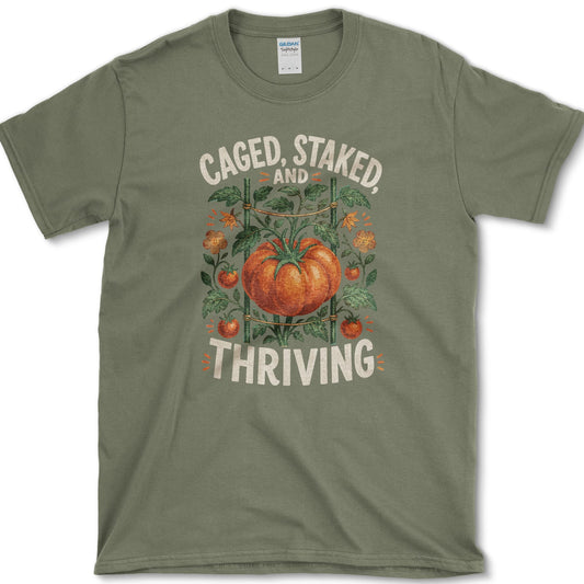 Caged, Staked, Thriving T-Shirt S / Military Green Essential Tees
