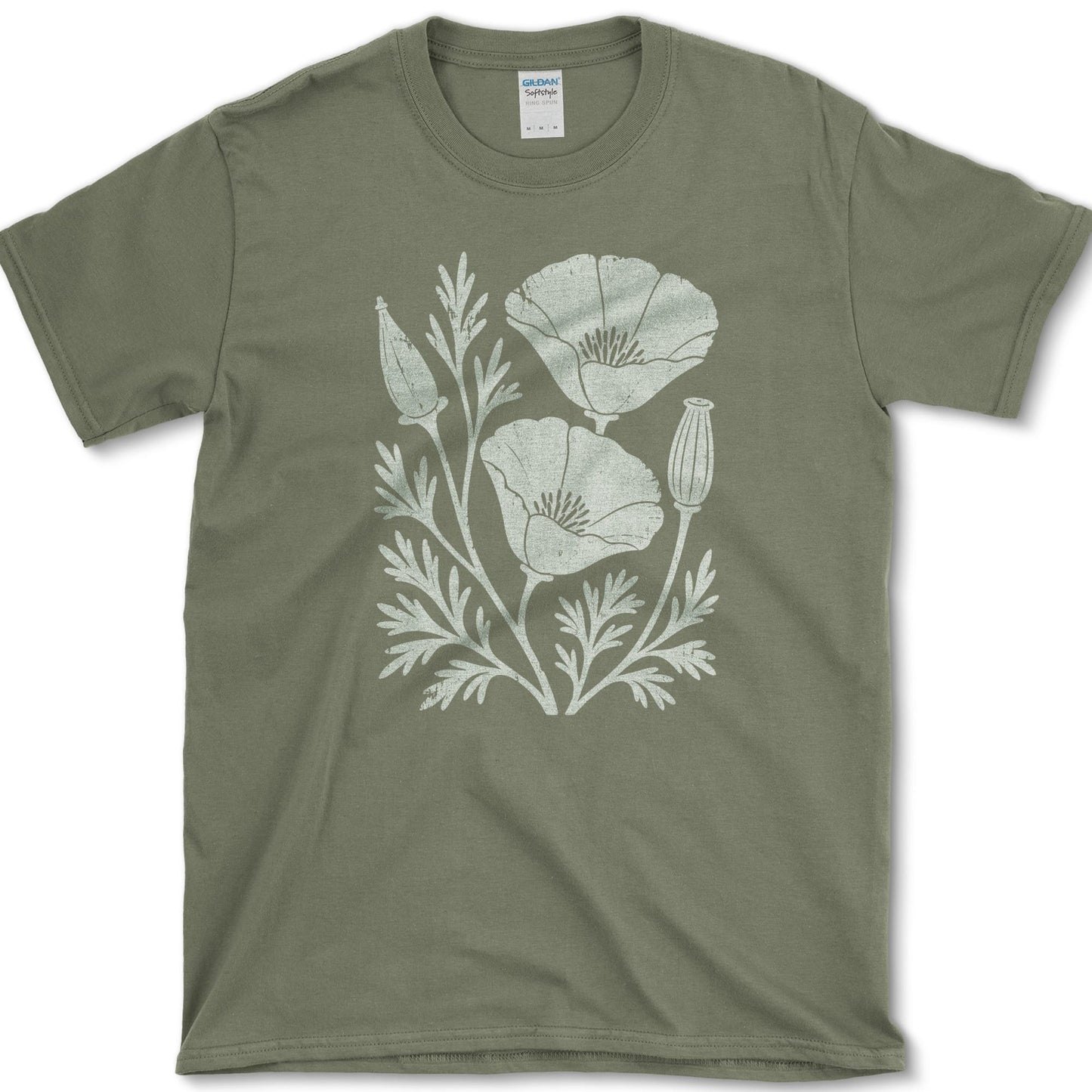 California Poppy T-Shirt S / Military Green Essential Tees