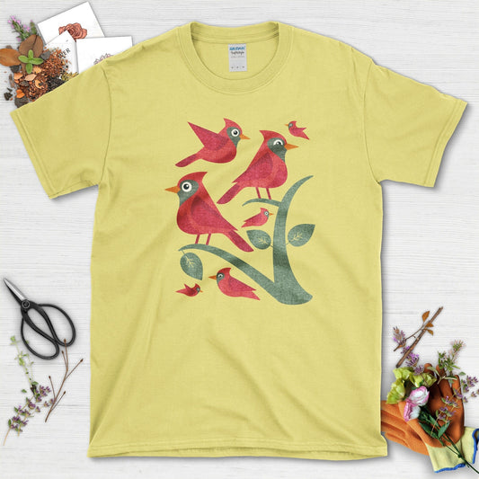 Cardinal Birds Graphic T-Shirt Cornsilk / S Physical Item