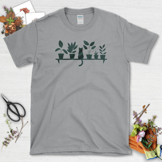 Cat Among Houseplants T-Shirt Sport Grey / S T-Shirt