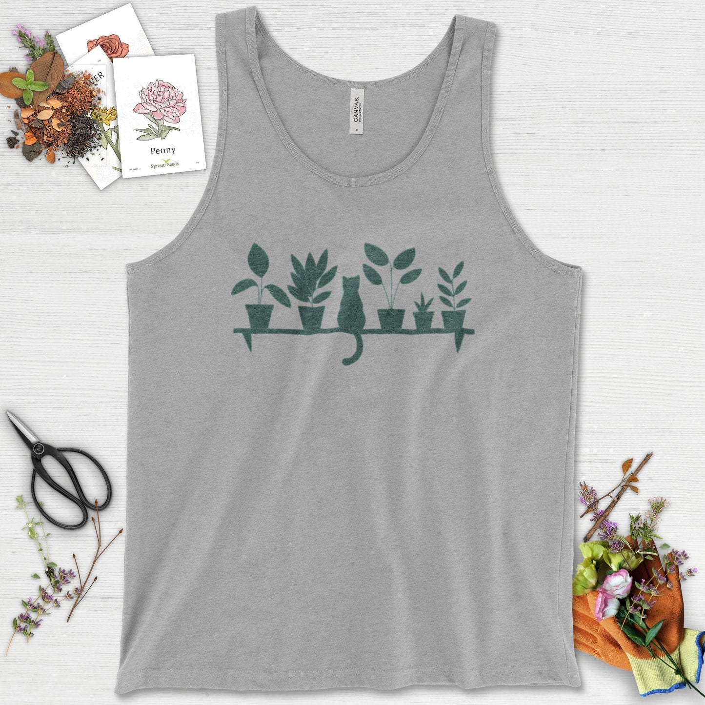 Cat Among Houseplants Tank Top Athletic Heather / XS Physical Item