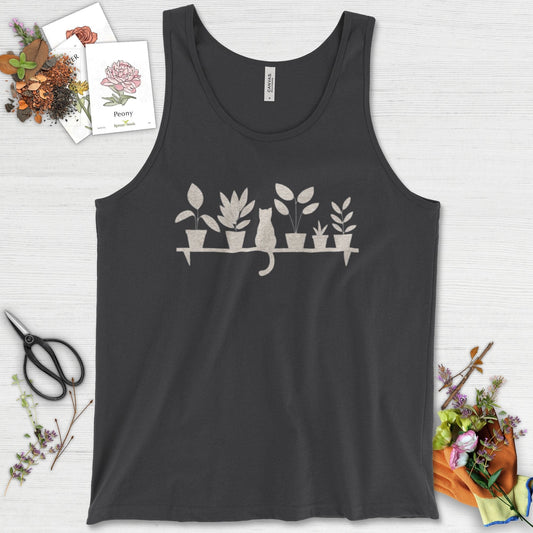 Cat Among Houseplants Tank Top Dark Grey / XS Physical Item