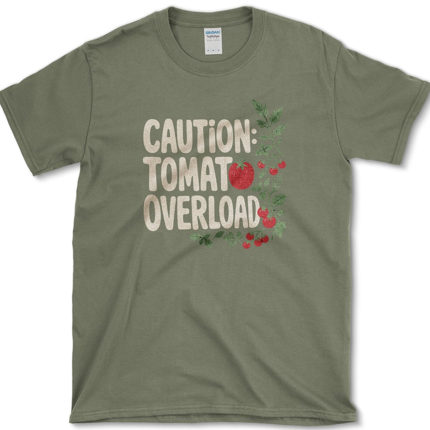 Caution Tomato Overload T-Shirt S / Military Green Essential Tees