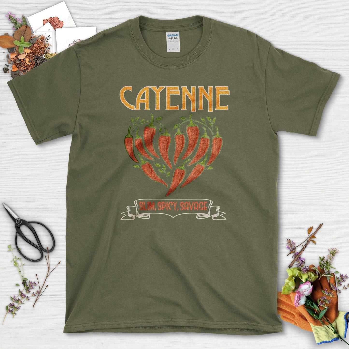 Cayenne Slim Spicy Savage T-Shirt Military Green / M Physical Item