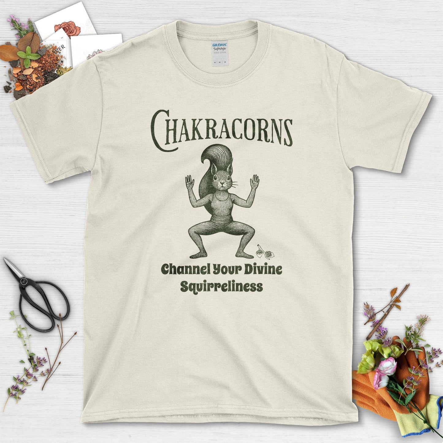 Chakracorns Divine Squirreliness T-Shirt Natural / S Physical Item