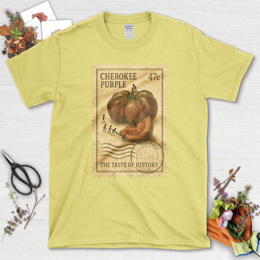 Cherokee Purple Taste History T-Shirt T-Shirts / S / Cornsilk Physical Item
