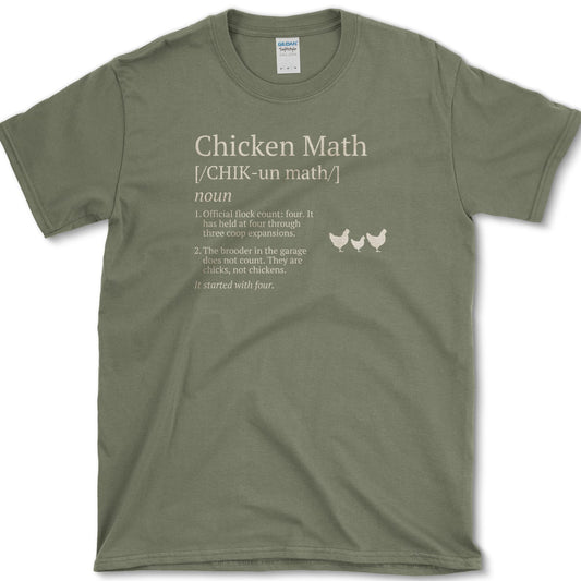 Chicken Math T-Shirt S / Military Green Essential Tees