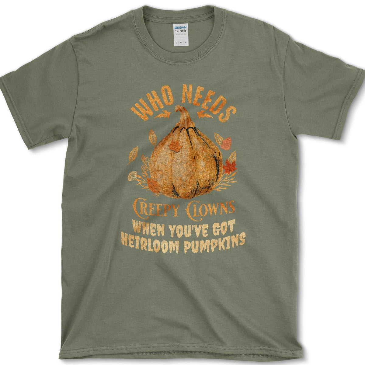 Creepy Pumpkin Clowns T-Shirt Military Green / S Essential Tees