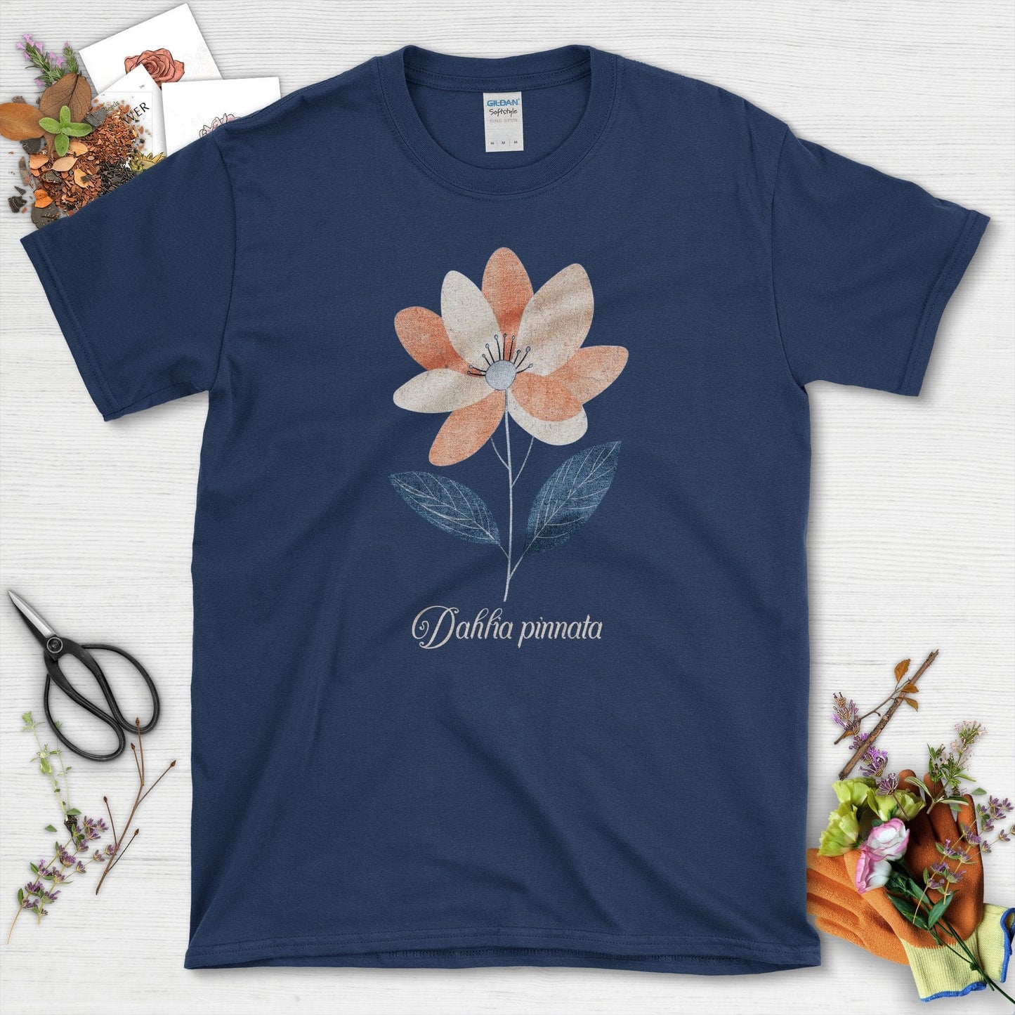 Dahlia Flower Blossom T-Shirt Navy / S T-Shirt