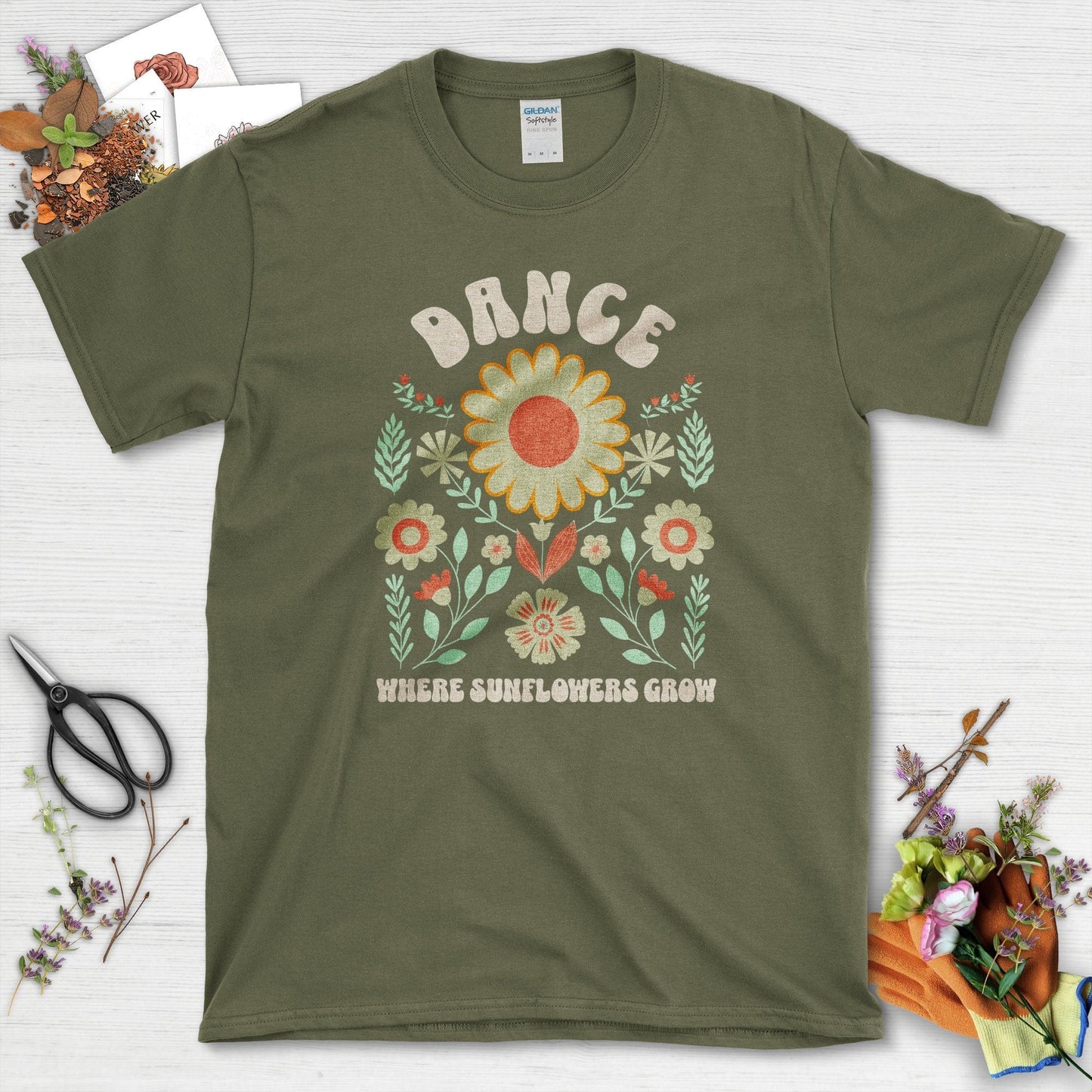 Dance Where Sunflowers Grow T-Shirt Military Green / S T-Shirt