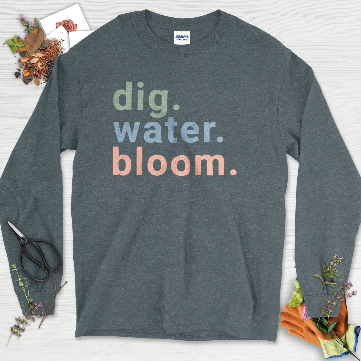 Dig Water Bloom Long Sleeve Dark Heather / S Physical Item