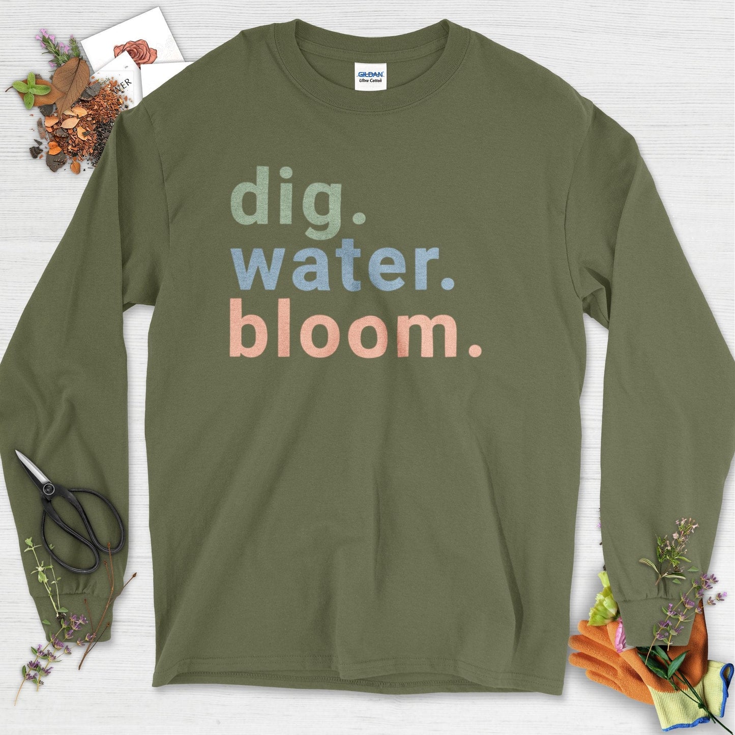 Dig Water Bloom Long Sleeve Military Green / S Physical Item